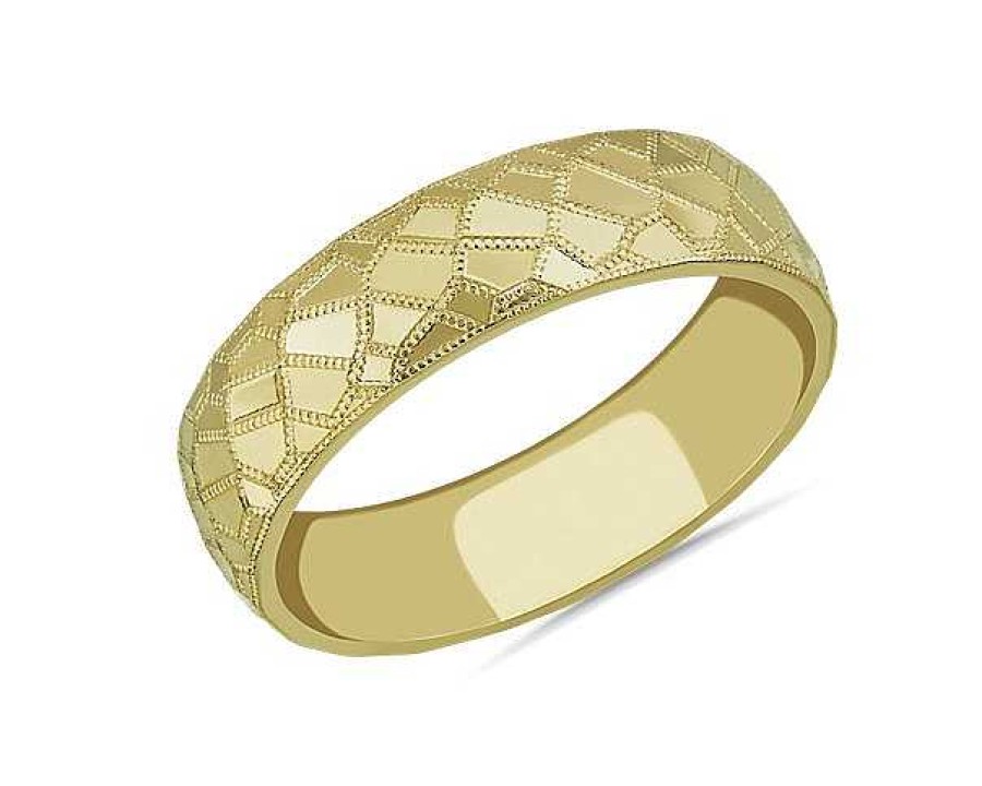 Men'S Rings | Blue Nile Mosaic Polished Wedding Ring In 14K Yellow Gold (6Mm)