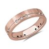 Men'S Rings | Blue Nile Diamond Brushed Line Wedding Ring In 18K Rose Gold (5 Mm, 1/5 Ct. Tw.)