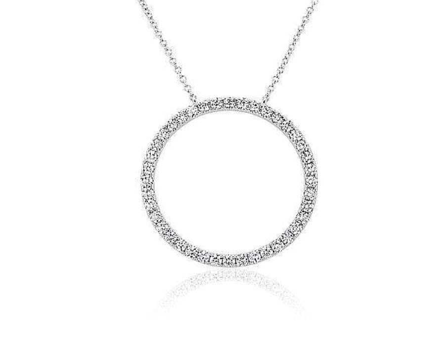 Necklaces | Blue Nile Riviera Pav Diamond Circle Necklace In 14K White Gold (1 Ct. Tw.)