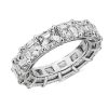 Women'S Rings | Blue Nile Lab Grown Diamond Asscher Cut Eternity Ring In 14K White Gold (10 Ct. Tw.)