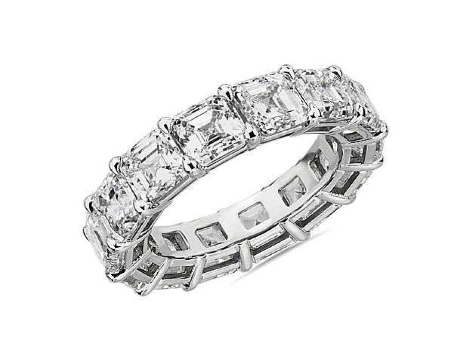 Women'S Rings | Blue Nile Lab Grown Diamond Asscher Cut Eternity Ring In 14K White Gold (10 Ct. Tw.)