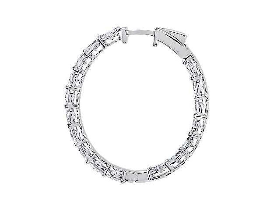 Earrings | Blue Nile Oval Diamond Eternity Hoop Earrings In 14K White Gold (5 Ct. Tw.)