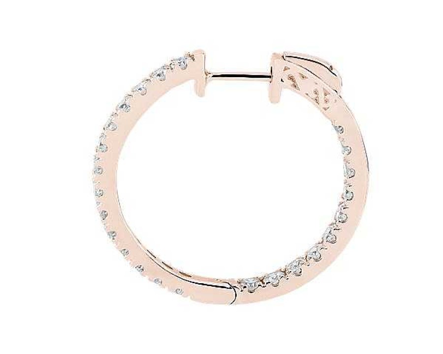 Earrings | Blue Nile The Perfect Diamond Hoops In 14K Rose Gold (2 Ct. Tw.)