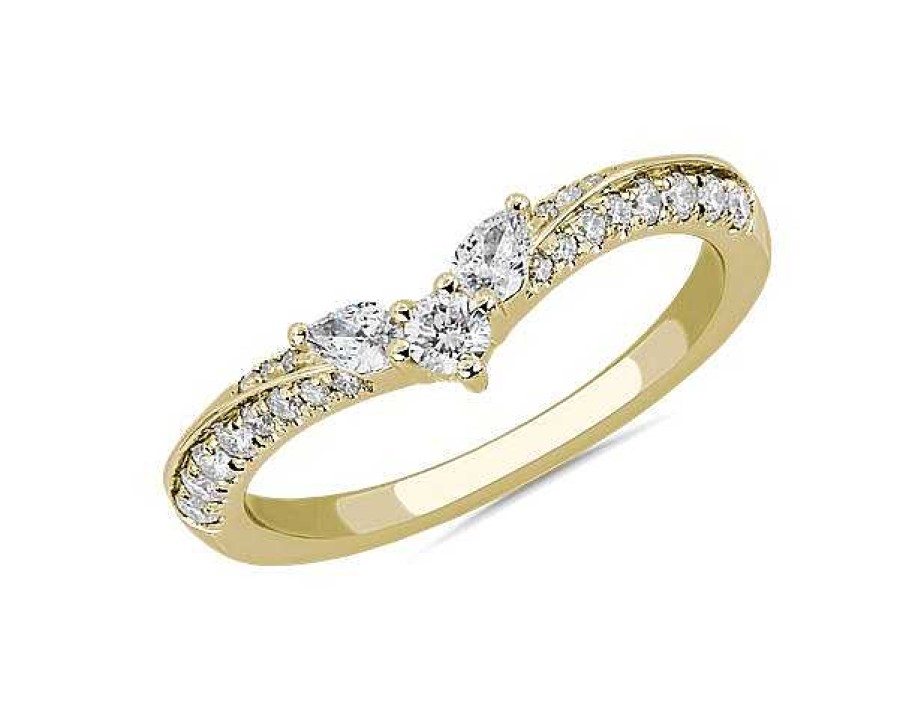 Rings | Blue Nile Romantic Winged Pear Diamond Pav Ring In 14K Yellow Gold (1/3 Ct. Tw.)