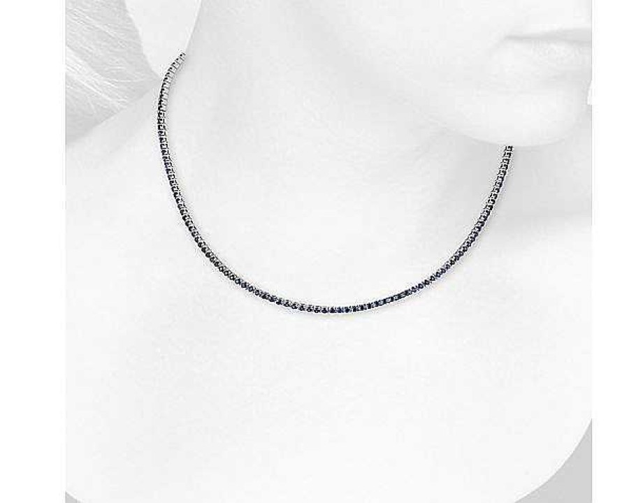 Necklaces | Blue Nile 17.5" Blue Sapphire Eternity Necklace In 14K White Gold