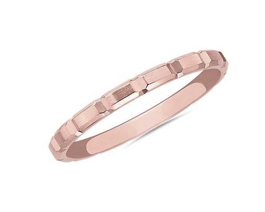 Women'S Rings | Blue Nile Vertical Bevel Stackable Stackable Ring In 14K Rose Gold (2Mm)