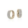 Earrings | Blue Nile Double Row Diamond Huggie Hoop Earrings In 14K Yellow Gold (3/4 Ct. Tw.)