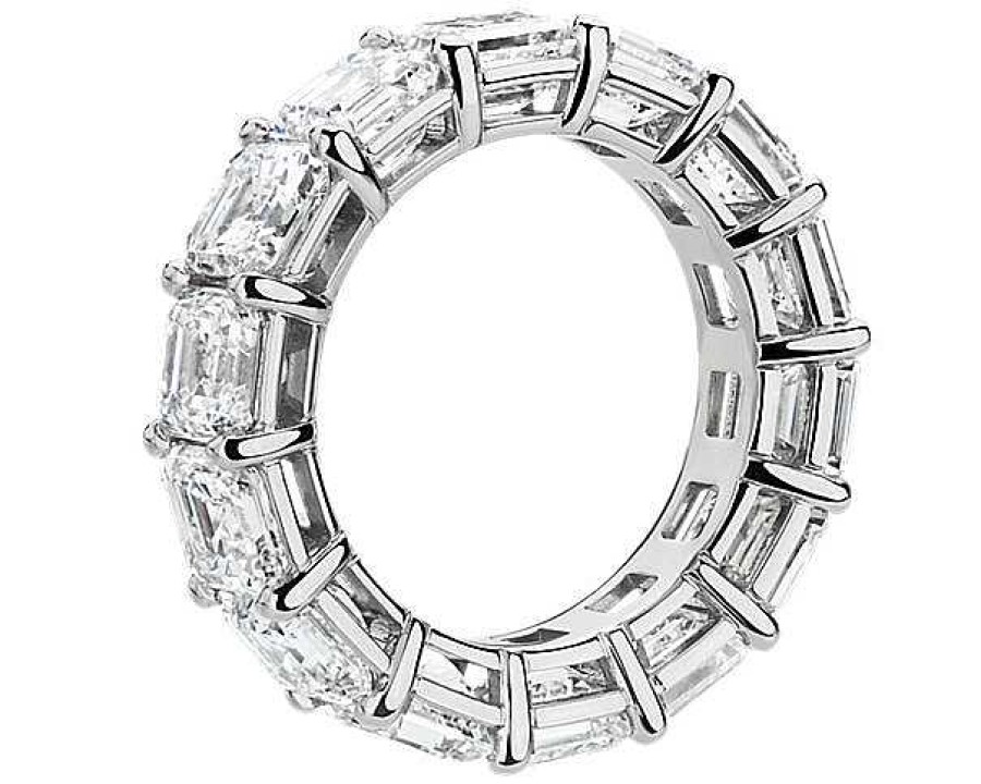 Women'S Rings | Blue Nile Lab Grown Diamond Asscher Cut Eternity Ring In 14K White Gold (10 Ct. Tw.)