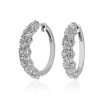 Earrings | Blue Nile Alternating Diamond Hoop Earrings In 14K White Gold (4 1/2 Ct. Tw.)