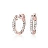 Earrings | Blue Nile The Perfect Diamond Hoops In 14K Rose Gold (1 Ct. Tw.)