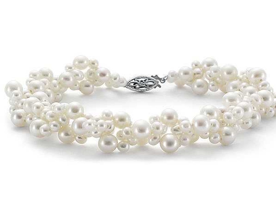 Bracelets | Blue Nile Freshwater Cultured Pearl Woven Bracelet In 14K White Gold (3-5Mm)