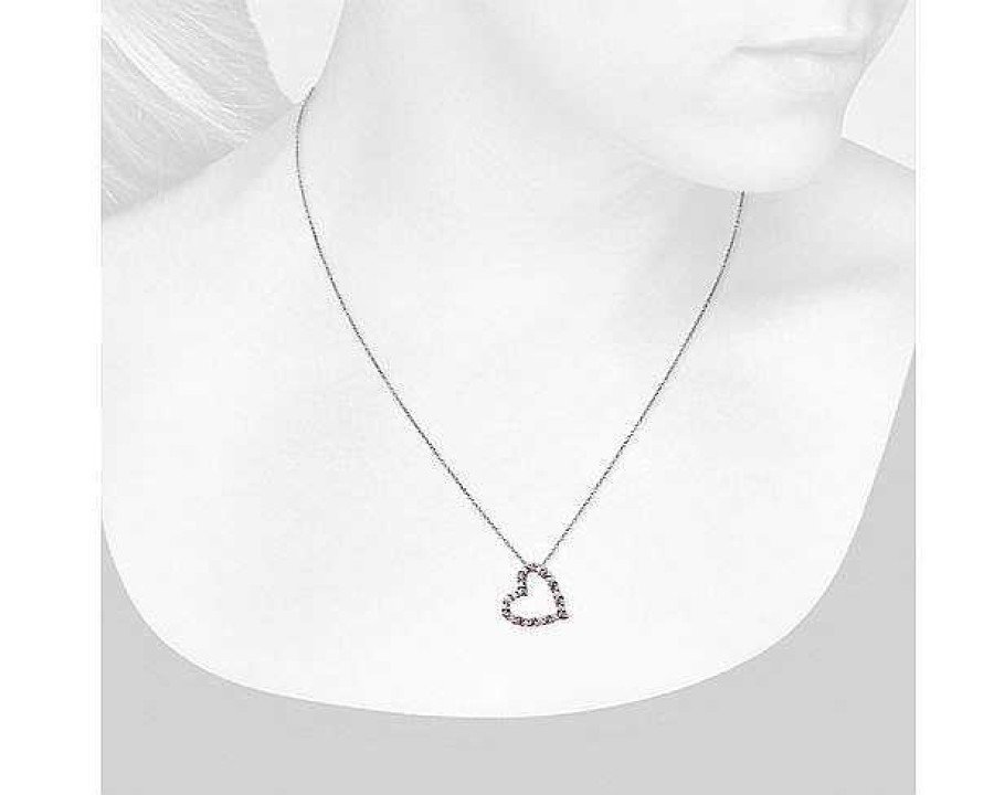 Necklaces | Blue Nile Pink Sapphire And Diamond Heart Pendant In 14K White Gold