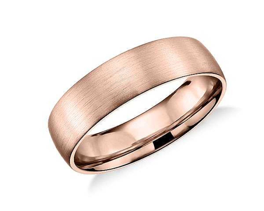 Men'S Rings | Blue Nile Matte Classic Wedding Ring In 14K Rose Gold (6Mm)