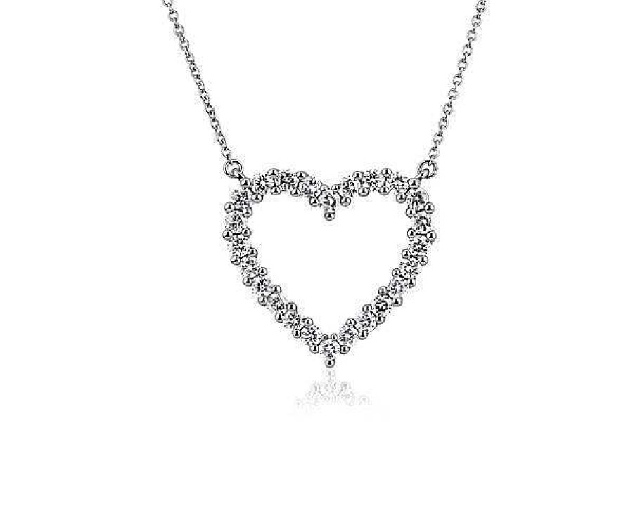 Necklaces | Blue Nile Diamond Heart Shaped Necklace In 14K White Gold (1 Ct. Tw.)