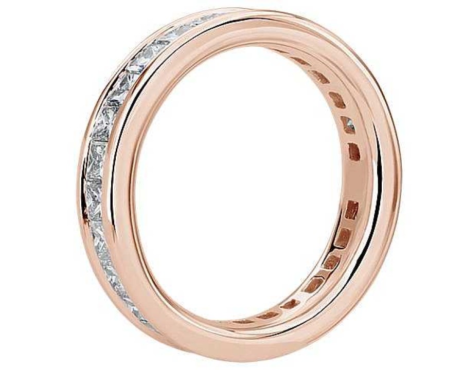 Women'S Rings | Blue Nile Channel Set Princess Diamond Eternity Ring In 14K Rose Gold (2 Ct. Tw.)