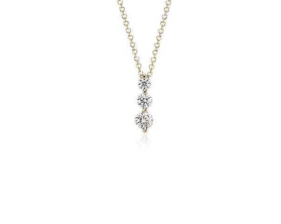 Necklaces | Blue Nile Three-Stone Drop Diamond Pendant In 18K Yellow Gold (1/2 Ct. Tw.)