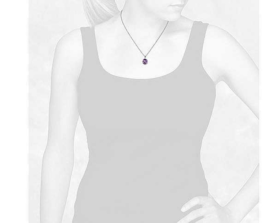 Necklaces | Blue Nile Amethyst And White Sapphire Halo Oval Pendant In Sterling Silver (12X10Mm)