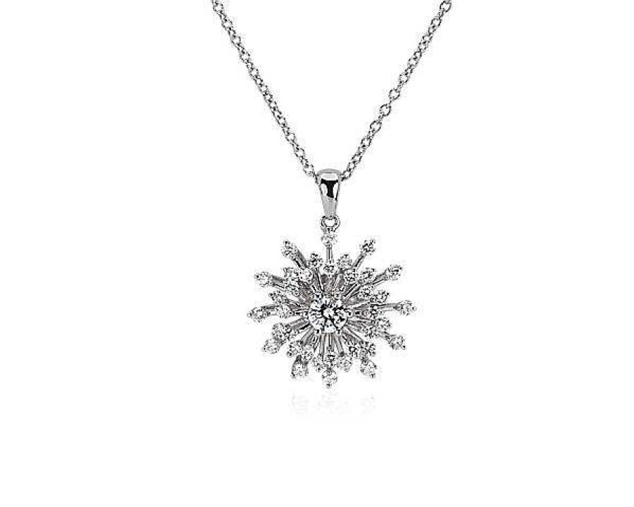 Necklaces | Blue Nile Sunburst Diamond Pendant In 14K White Gold (3/4 Ct. Tw.)