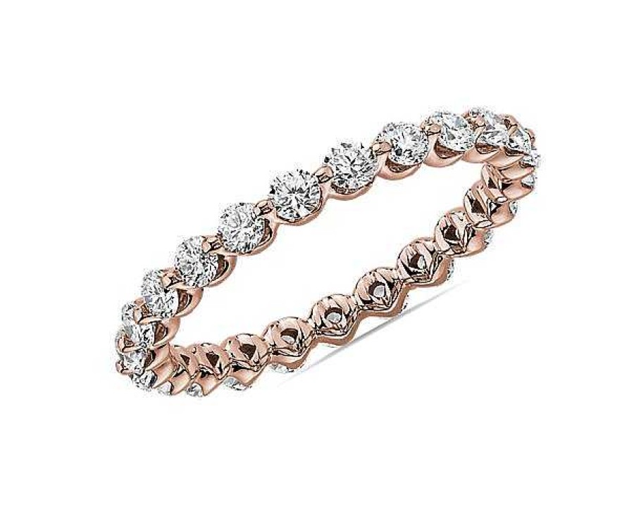 Women'S Rings | Blue Nile Floating Diamond Eternity Ring In 14K Rose Gold (1 Ct. Tw.)