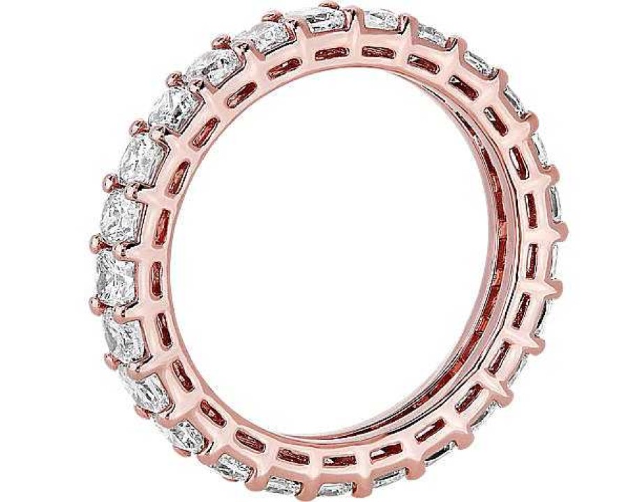 Women'S Rings | Blue Nile Cushion Cut Diamond Eternity Ring In 14K Rose Gold (2 Ct. Tw.)