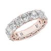 Women'S Rings | Blue Nile Radiant Cut Diamond Eternity Ring In 14K Rose Gold (8 Ct. Tw.)