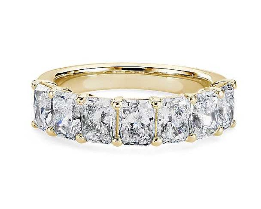 Women'S Rings | Blue Nile Seven Stone Radiant Lab Grown Diamond Ring In 14K Yellow Gold (3 Ct. Tw.)