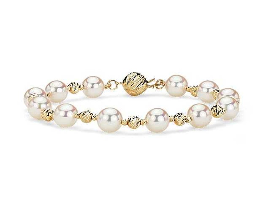 Bracelets | Blue Nile Alternating Akoya And Gold Bead Bracelet In 14K Yellow Gold (7.5-8 Mm)