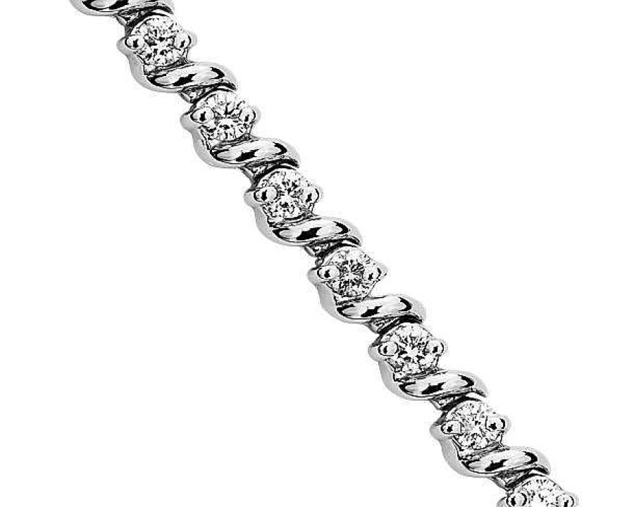 Bracelets | Blue Nile S-Link Tennis Bracelet In 14K White Gold (1 Ct. Tw.)