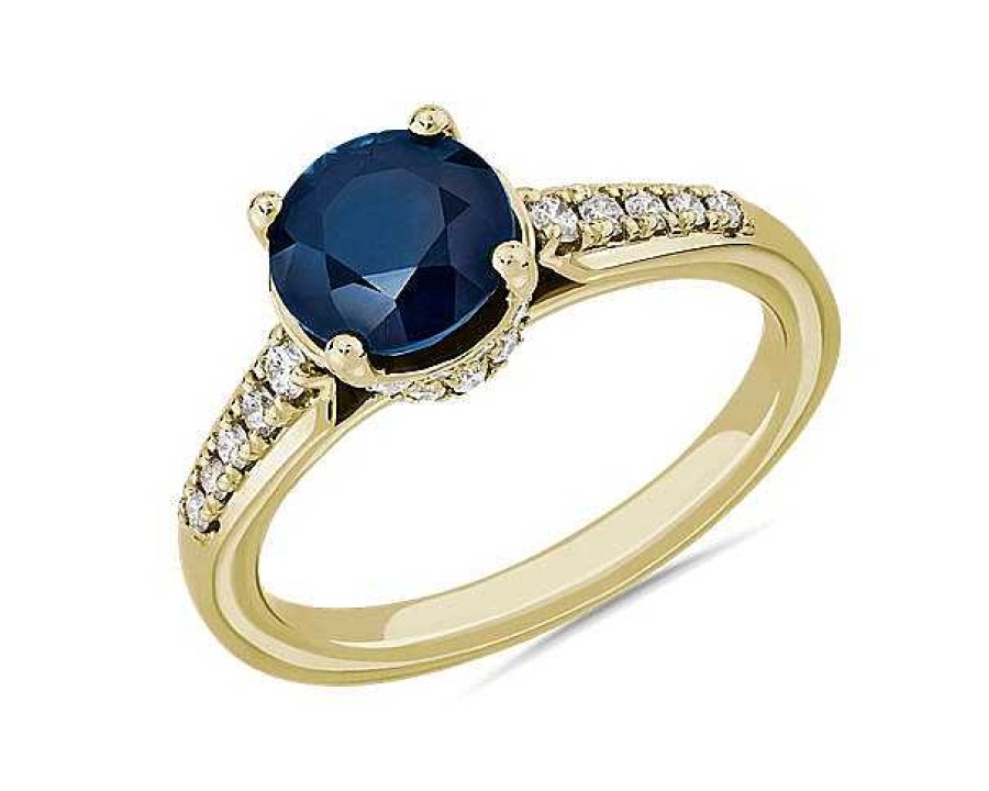 Rings | Blue Nile Sapphire And Diamond Ring In 14K Yellow Gold