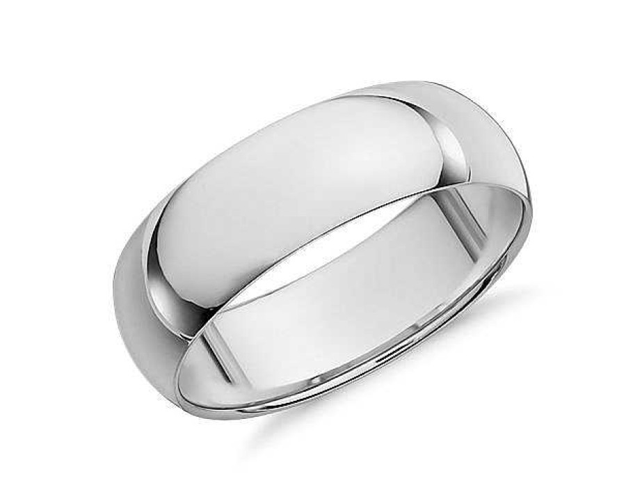 Men'S Rings | Blue Nile Mid-Weight Comfort Fit Wedding Ring In 14K White Gold (7Mm)