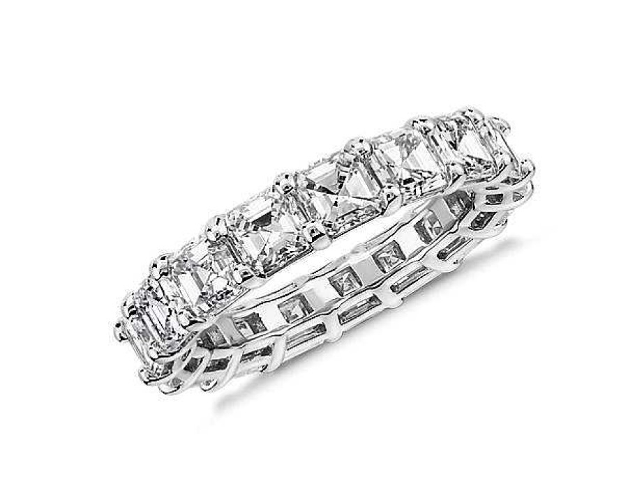 Women'S Rings | Blue Nile Asscher Cut Diamond Eternity Ring In 14K White Gold (5 Ct. Tw.)