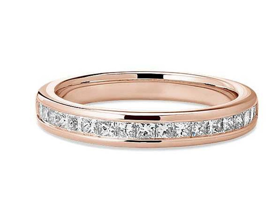 Women'S Rings | Blue Nile Channel Set Princess-Cut Diamond Ring In 14K Rose Gold (1/2 Ct. Tw.)