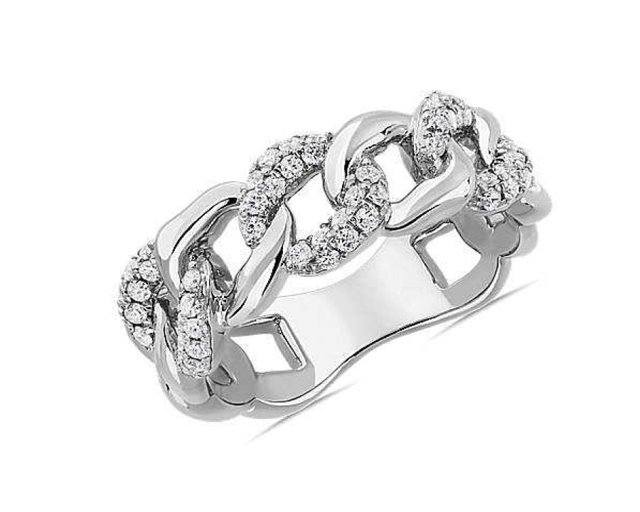 Rings | Blue Nile Diamond Chain Link Fashion Ring In 14K White Gold (1/3 Ct. Tw.)