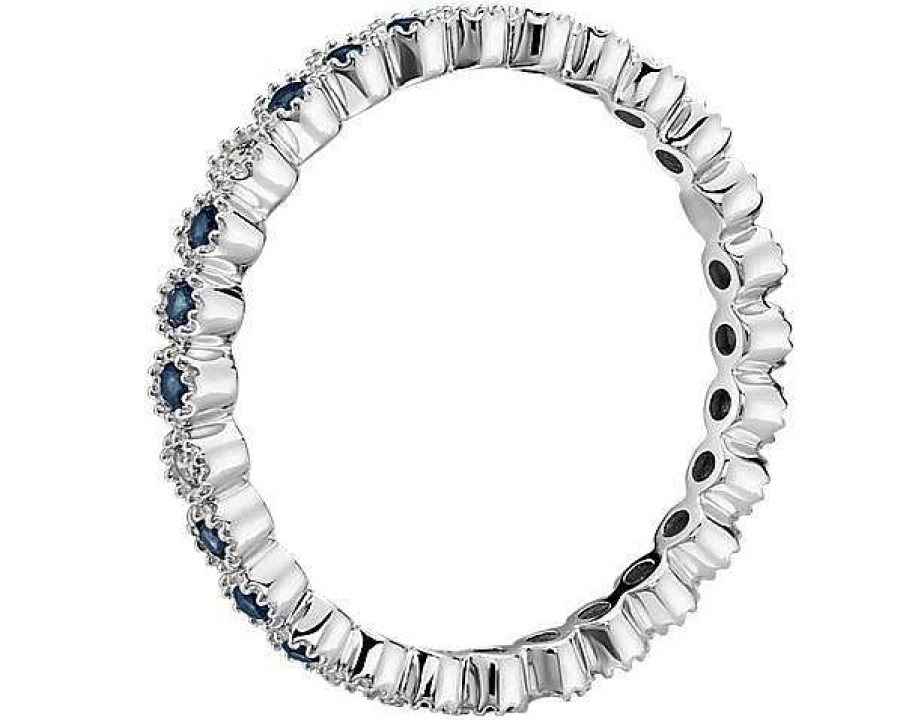 Rings | Blue Nile Sapphire And Diamond Eternity Stacking Ring In 14K White Gold (1.3Mm )