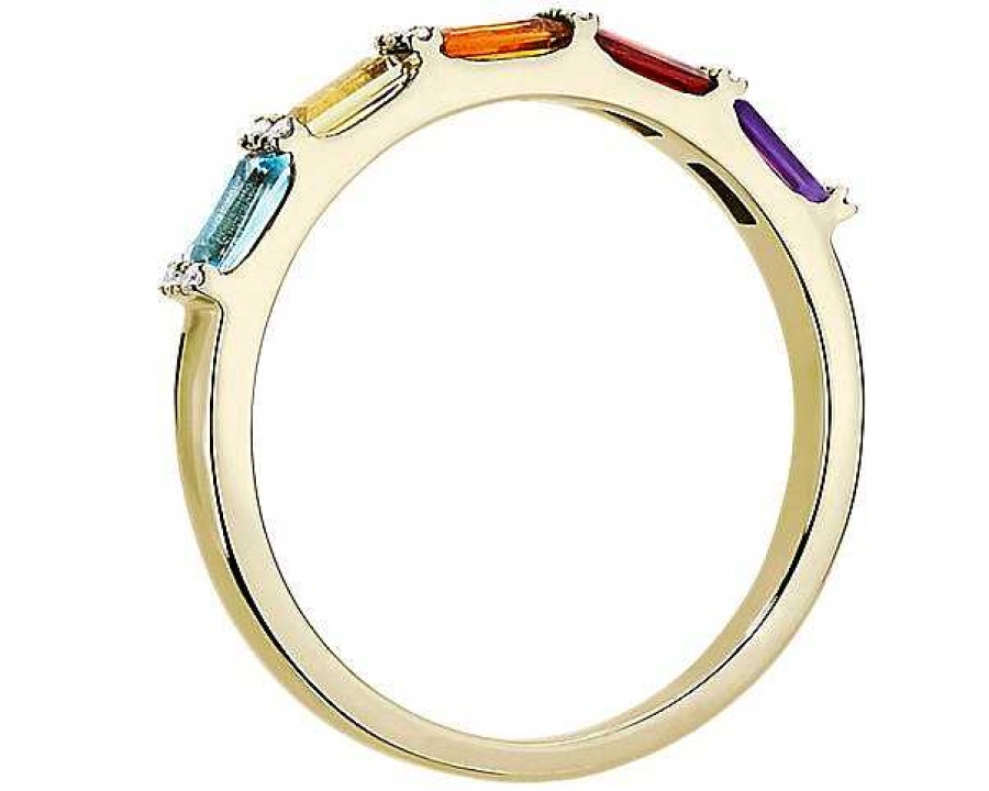 Rings | Blue Nile Dark Multi Rainbow Gemstone And Diamond Ring In 14K Yellow Gold