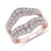 Women'S Rings | Blue Nile Two Row Prong-Set Diamond Ring Insert In 14K Rose Gold (2 Ct. Tw.)