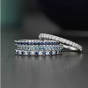 Rings | Blue Nile Riviera Pav Aquamarine Ring In 14K White Gold (1.5Mm)