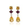 Earrings | Blue Nile Citrine And Rhodolite Mixed Shape Drop Earrings In 14K Yellow Gold