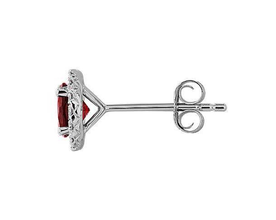 Earrings | Blue Nile Garnet And Micropav Diamond Stud Earrings In 18K White Gold (5Mm)