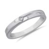 Men'S Rings | Blue Nile Men'S Princess-Cut Solitaire Diamond Step Ring In Platinum (.06 Ct. Tw.)