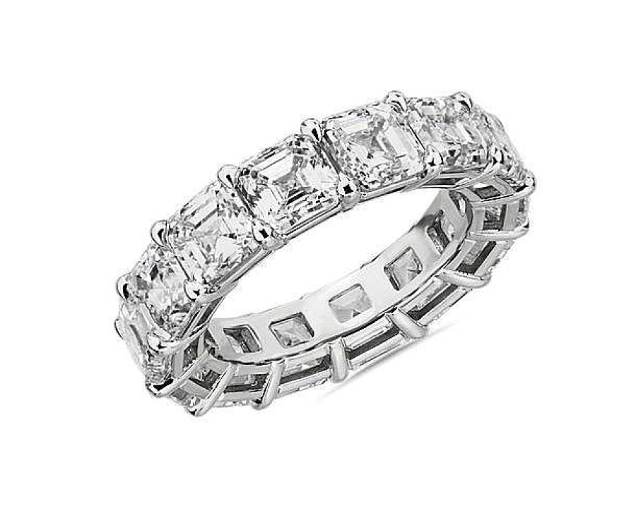 Women'S Rings | Blue Nile Asscher Cut Diamond Eternity Ring In 14K White Gold (10 Ct. Tw.)