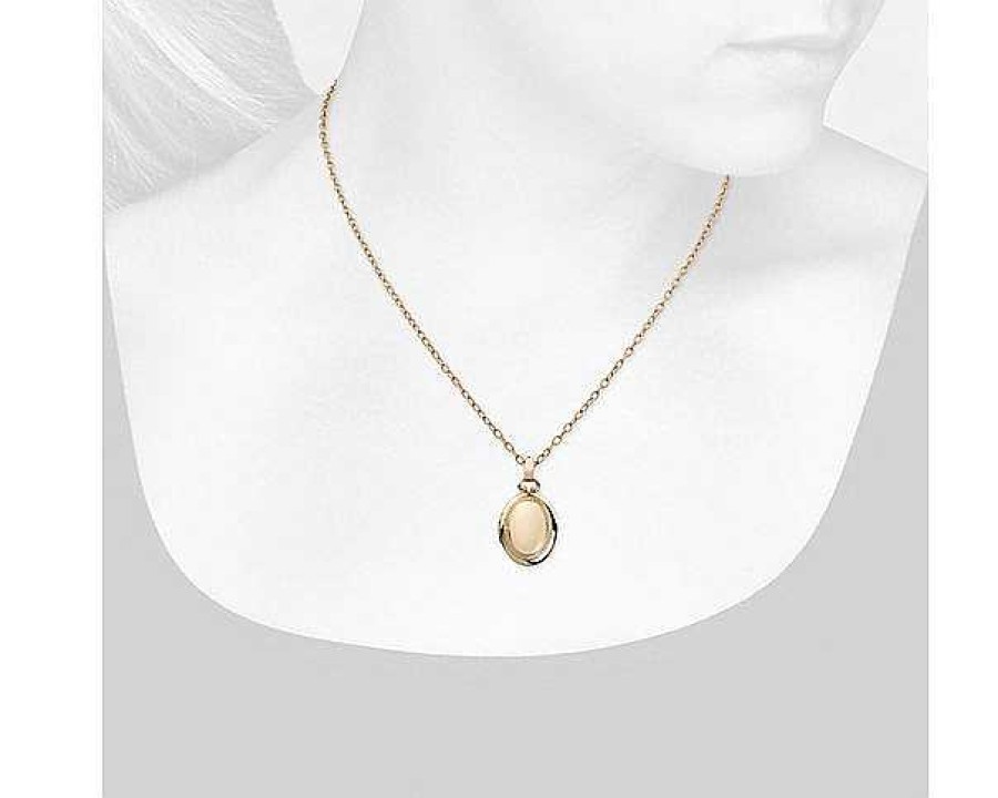 Necklaces | Blue Nile 18" Oval Beaded Locket In 14K Yellow Gold (2.3 Mm)