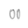 Earrings | Blue Nile Floating Front Facing Diamond Hoop Earrings In 14K White Gold (1/4 Ct. Tw)