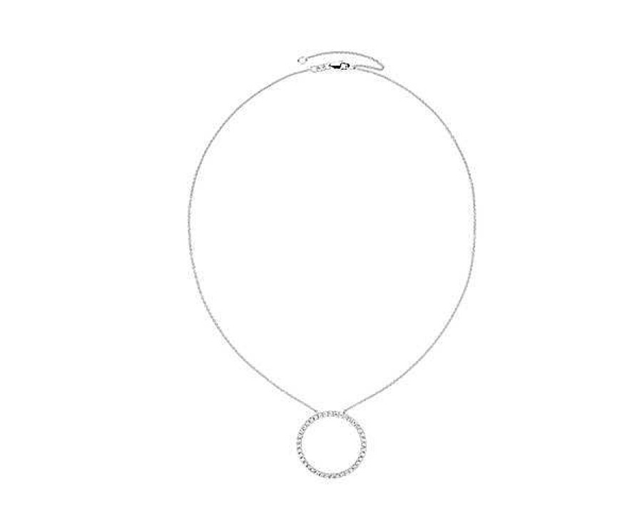 Necklaces | Blue Nile Riviera Pav Diamond Circle Necklace In 14K White Gold (1 Ct. Tw.)