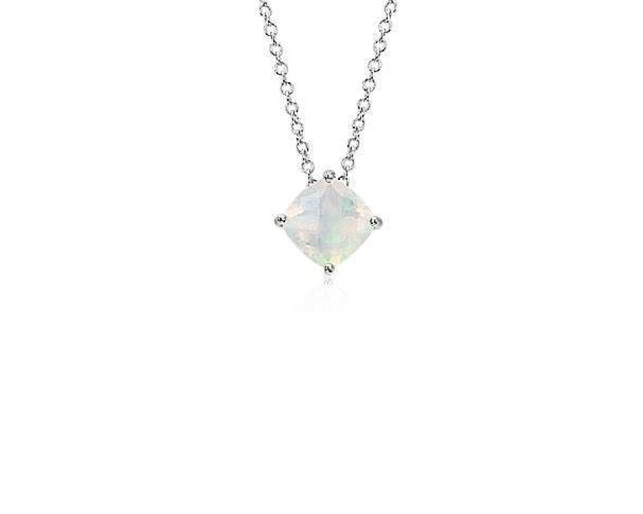 Necklaces | Blue Nile Opal Cushion Pendant In Sterling Silver (8Mm)