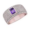 Rings | Blue Nile Emerald Cut Bezel Set Amethyst Pav Ring In 14K Rose Gold (1 Ct. Tw.)