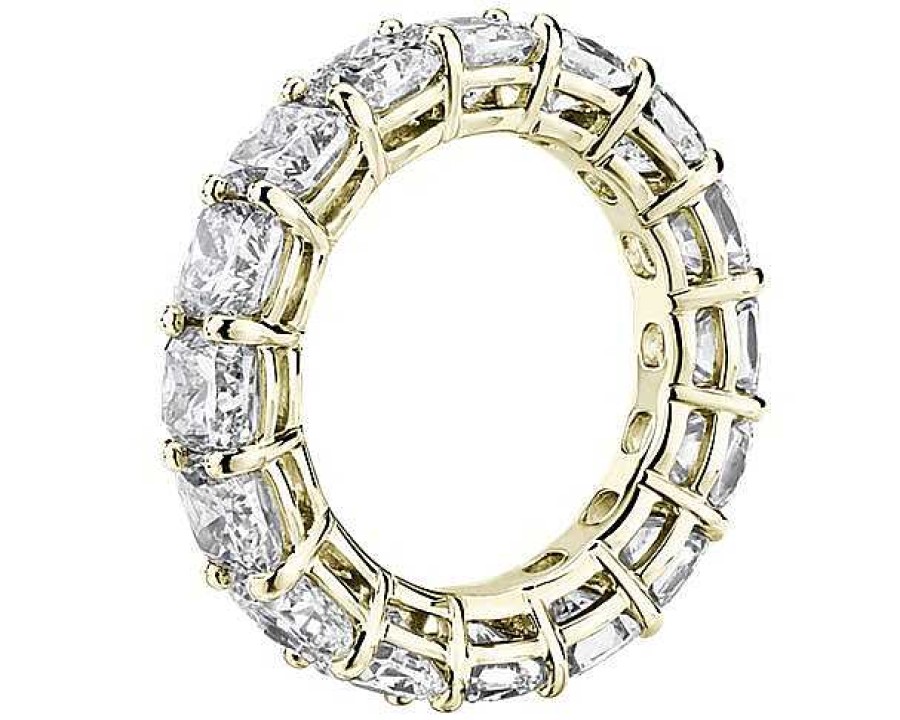 Women'S Rings | Blue Nile Cushion Cut Diamond Eternity Ring In 14K Yellow Gold (7 Ct. Tw.)