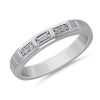 Men'S Rings | Blue Nile Men'S Baguette With Round Accent Wedding Ring In 14K White Gold (1/10 Ct. Tw.)