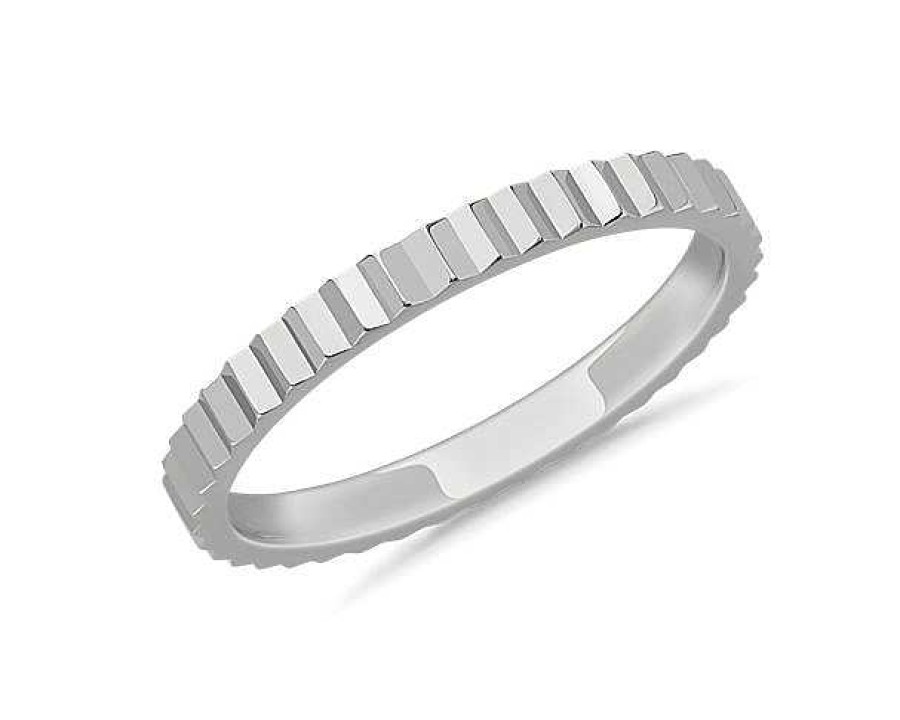 Women'S Rings | Blue Nile Stackable Vertical Mirrors Ring In 18K White Gold (2Mm)