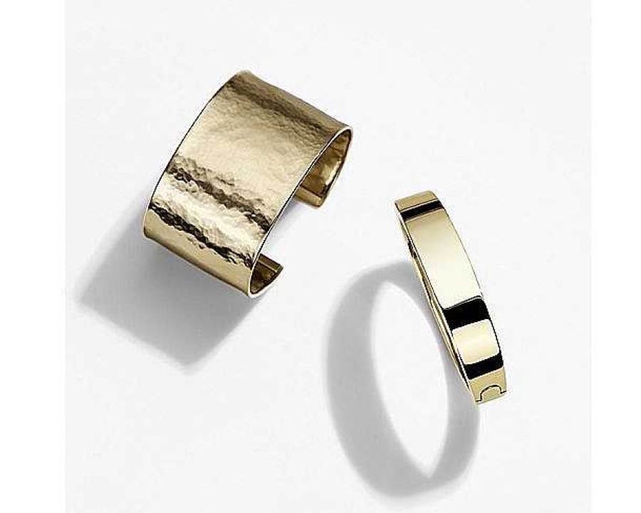 Bracelets | Blue Nile Wide Hammered Cuff Bracelet In 14K Italian Yellow Gold (37 Mm)